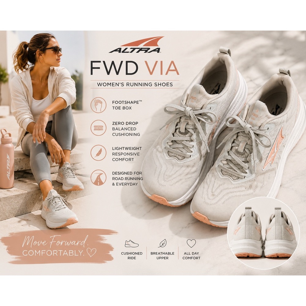 Altra FWD VIA Women's Running Shoes Size 10 Gray Peach Zero Drop Comfort
